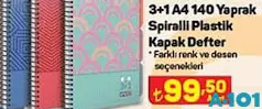 3+1 A4 140 YAPRAK SPİRALLİ PLASTİK KAPAK DEFTER